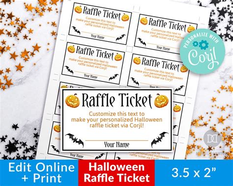 Halloween Raffle Ticket Template Editable, Printable Raffle Ticket ...