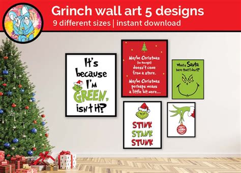 The Grinch Wall Art Printables How The Grinch Stole Christmas Scrapbook