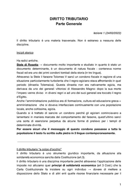 Diritto Tributario Appunti Diritto Tributario Parte Generale