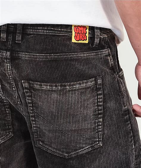 Empyre Loose Fit Sk8 Black Acid Wash Corduroy Skate Pants Zumiez