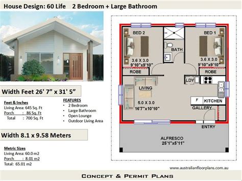 2 Bedroom House Plan 700 Sq Feet Or 65 M2 2 Small Home Design Small