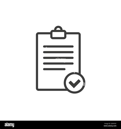 File Verify Approved Icon Vector Outline Black Sign Isolated On White