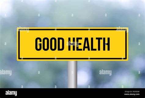 Good health road sign on blur background Stock Photo - Alamy