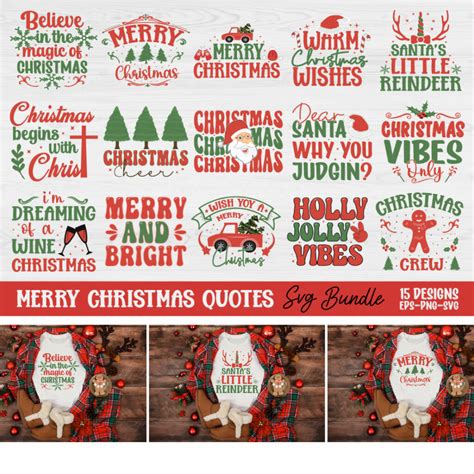 Merry Christmas Quotes SVG Bundle 15 Designs MasterBundles