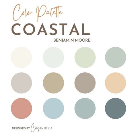 Coastal Paint Color Palette Benjamin Moore Interior Paint - Etsy | Coastal paint colors, Paint ...