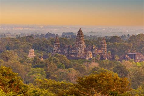 Angkor Wat Temple At Sunset In The Middle Of The Jungle Stock Image