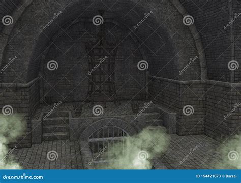 An Empty Fantasy Dungeonvault Stock Illustration Illustration Of