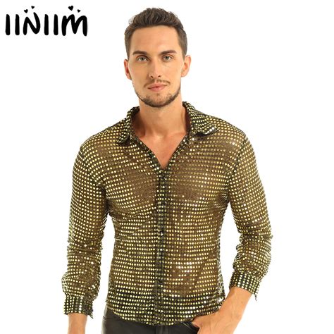 Chemise De Smoking Manches Longues Pour Homme Haut Paillettes