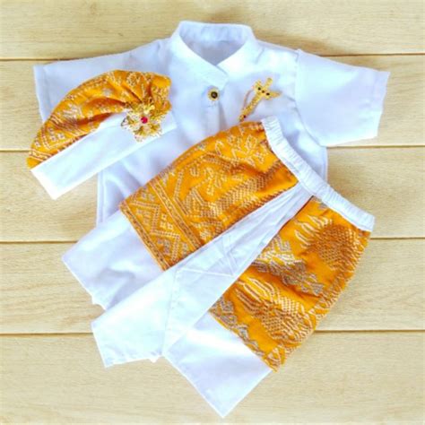 Jual Setelan Baju Adat Bali Anak Laki Set 3 Bulanan Udeng Set