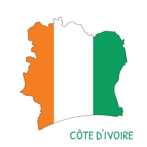 Cote d'Ivoire National Flag Shaped as Country Map 33886424 Vector Art