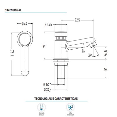 Torneira De Mesa Para Banheiro Docol Bica Baixa Compact Pressmatic