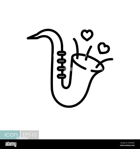 Cute Saxophone And Blowing Hearts Isolated Icon Vector Illustration