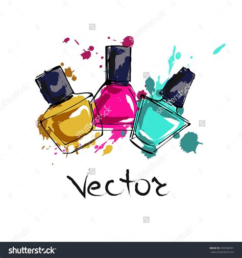 Three Different Nail Polish Spray Nail Stock Vector Royalty Free