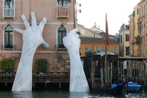 Giant Hands Sculpture In Venice By Italian Sculptor Lorenzo Quinn