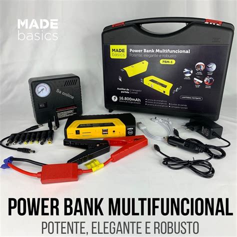 Kit Auxiliar Partida Carro Emerg Ncia Bateria Port Til Veicular Power