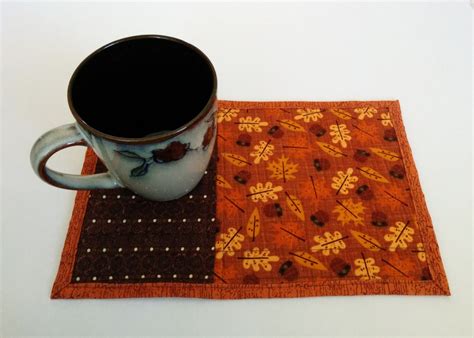 Fall Mug Rug Fall Leaves Mug Rug Autumn Mug Rug Orange Mug