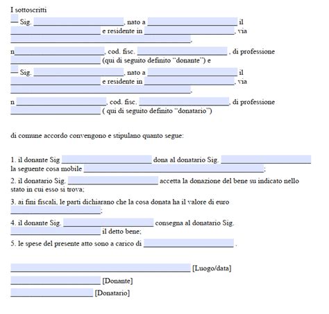 Fac Simile Atto Di Donazione Senza Notaio Word E Pdf