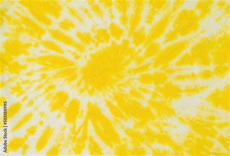 Beautiful White And Yellow Tie Dye Pattern On The Fabric Flat Lay