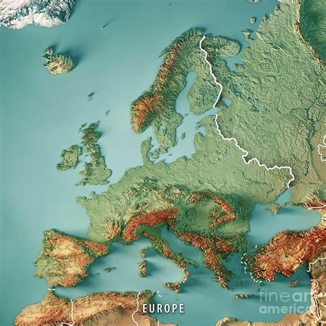 3D render topographic map of Europe : r/europe