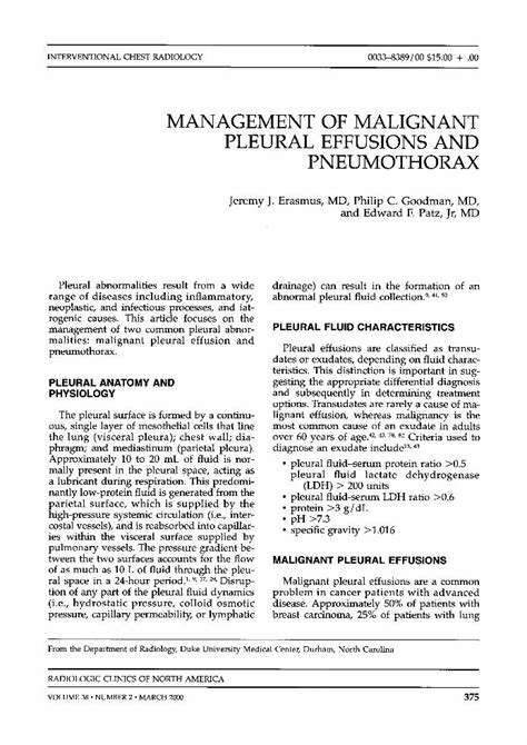 Pdf Management Of Malignant Pleural Effusions And Pneumothorax