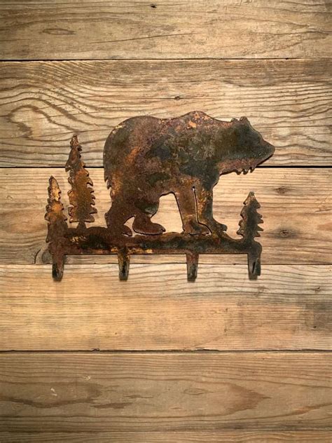 Rusted Metal Bear Wall Hook Bear Hill Studio