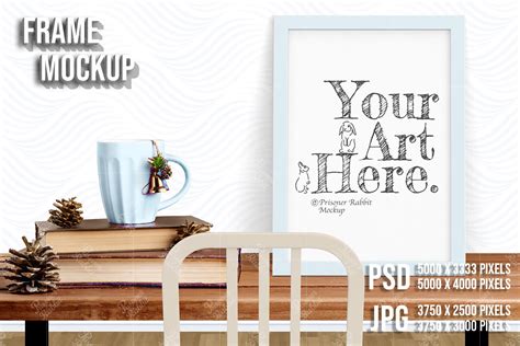 Blue Pastel Christmas Frame Mockup PSD Graphic by PrisonerRabbit ...