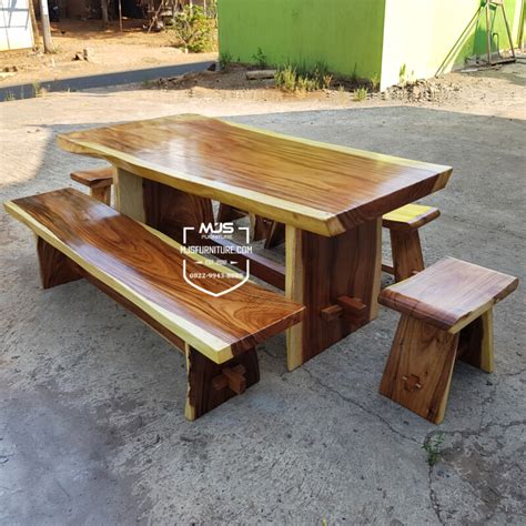 Meja Meeting Kayu Solid Trembesi Besar Panjang Lebar Mjs Furniture Jepara