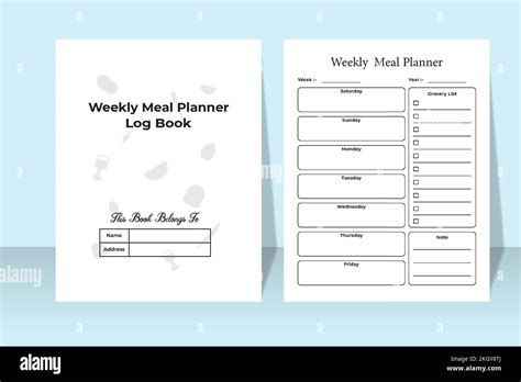 Journal hebdomadaire du planificateur de repas intérieur KDP Carnet