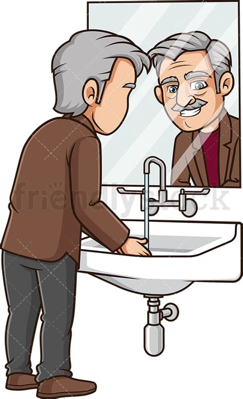 Old Man Washing His Hands Cartoon Clipart Vector - FriendlyStock