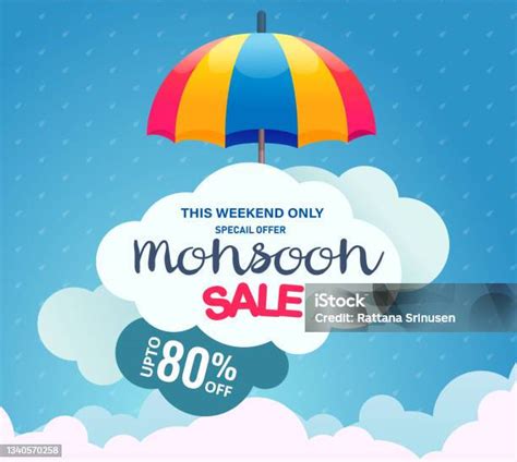 Spanduk Penjualan Kreatif Atau Poster Penjualan Musim Hujan Ilustrasi