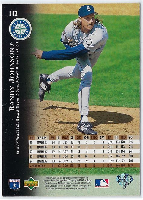 Upper Deck Randy Johnson Seattle Mariners Hof Nm Baseball