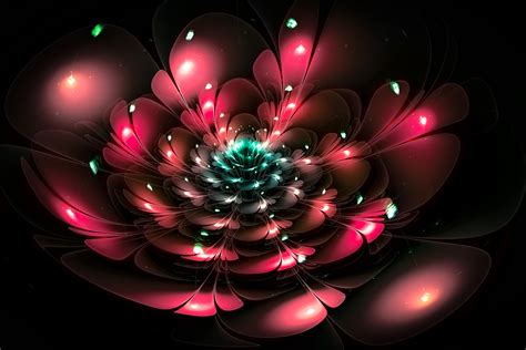 Wallpaper Fractal Abstraction Flower Glare Glow Hd Widescreen