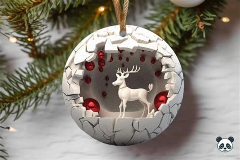 Cute Reindeer D Christmas Ornament Graphic By Pandastic Creative Fabrica