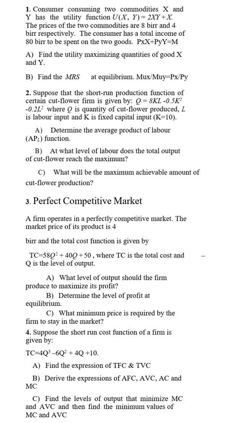 Consumer Consuming Two Commodities X And Y Has The Utility Function U