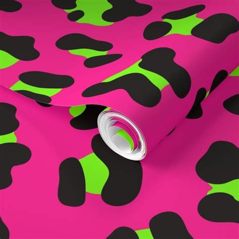 Large Scale 80s Neon Pink And Lime Wallpaper Spoonflower