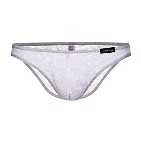 Mens Underwear Bikini Brief Mesh Net Semi C Thru Mesh Sexy Lace