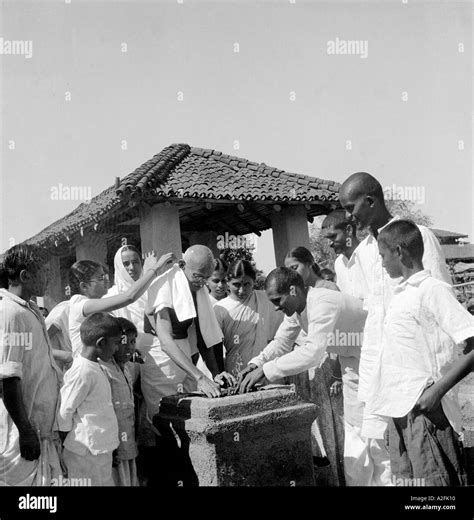 Mahatma Gandhi Planting A Tulsi Tree At Sevagram Ashram Vardha Wardha