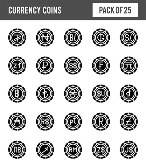 Premium Vector 25 Currency Coins Glyph Icon Pack Vector Illustration