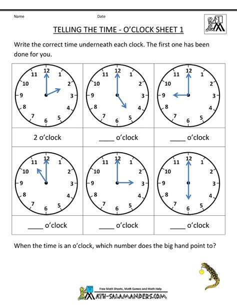 Second Grade Clock Worksheets