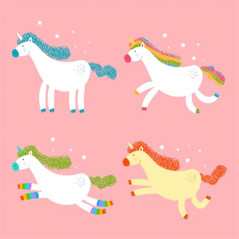 Premium Vector Cute Unicorns Vector Cartoon Characters Set Isolated