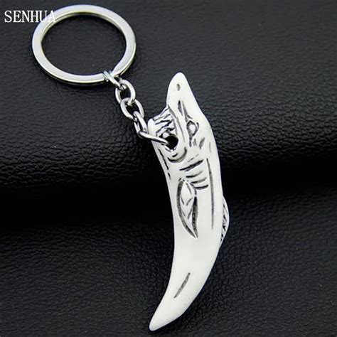 Cool Boy Mens White Shark Keyrings Imitation Yak Bone Shark Tooth