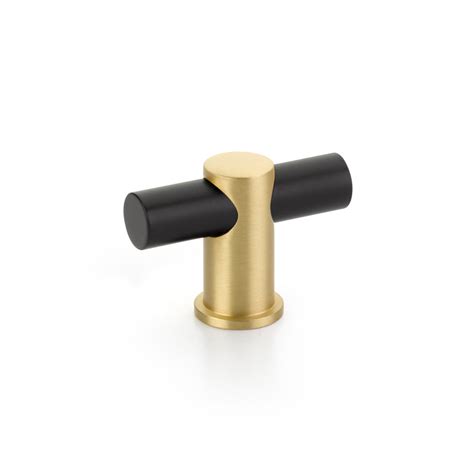 Satin Brass And Matte Black Round T Bar Fancy Cabinet Knobs And Draw