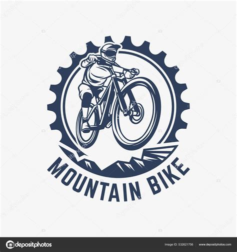 Mountain Bike Vintage Logo Template Gear Cyclist Illustration Stock