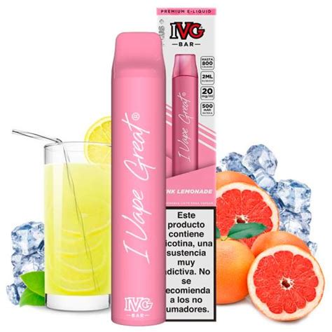 Pink Lemonade 600puffs Ivg Bar Plus 20mg Pod Desechable 】🏅