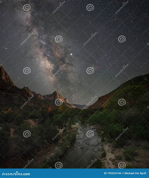 Milky Way Galaxy Over Zion National Park In Utah Stock Photo Image Of