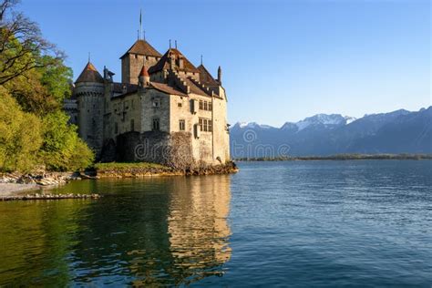 Chillon Castle on Lake Geneva, Switzerland Stock Photo - Image of ...