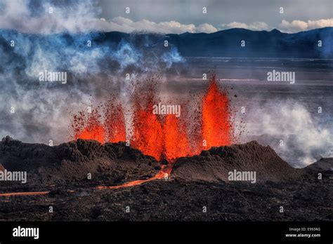 Volcano Eruption At The Holuhraun Fissure Bardarbunga Volcano Iceland