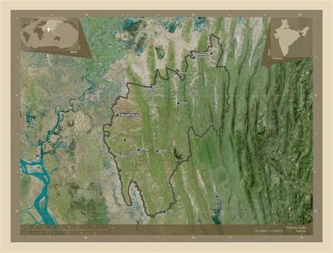 Tripura estado de la India Mapa satelital de alta resolución