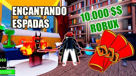 GASTEI 10 MIL ROBUX ENCANTANDO MINHAS ESPADAS BLOX FRUITS Update 20