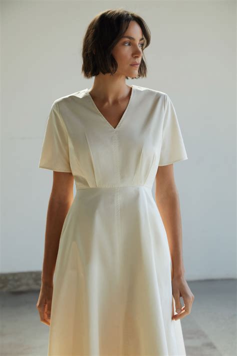 Organic Cotton V Neck Pleated Dress Our Second Nature